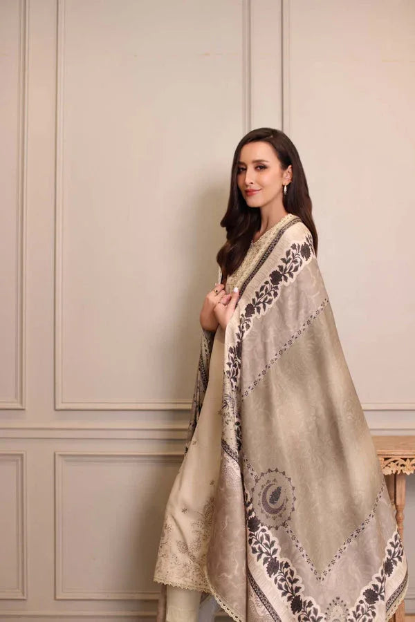 Noor by Saadia Asad | Winter Embroidered Printkhaas 25 | D7 - A - Aqsa Fabrics