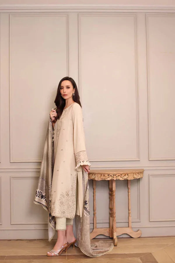 Noor by Saadia Asad | Winter Embroidered Printkhaas 25 | D7 - A - Aqsa Fabrics