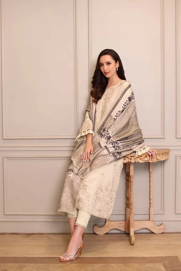Noor by Saadia Asad | Winter Embroidered Printkhaas 25 | D7 - A - Aqsa Fabrics