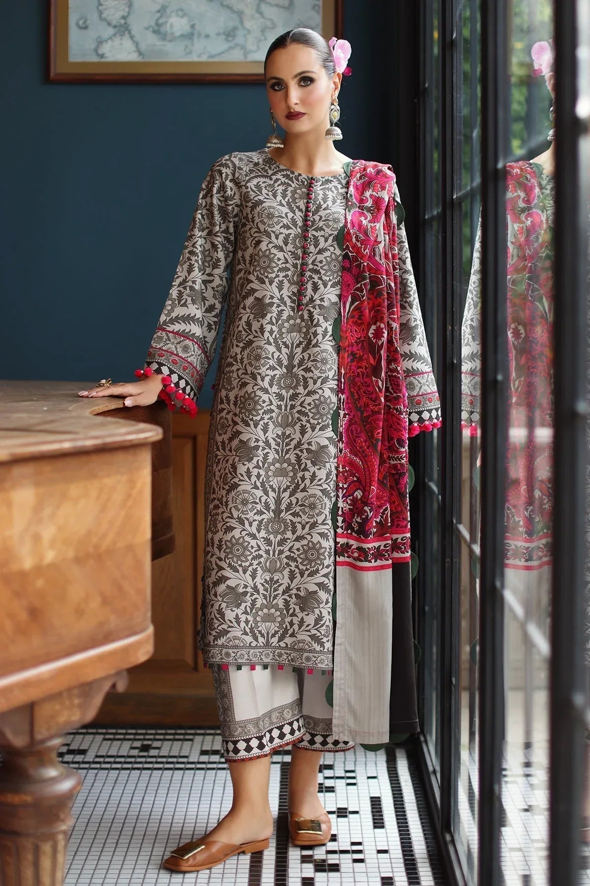 Charizma | C Prints Winter 25 | 3-PC Unstitched Printed Linen Collection CPW5-09 - Aqsa Fabrics