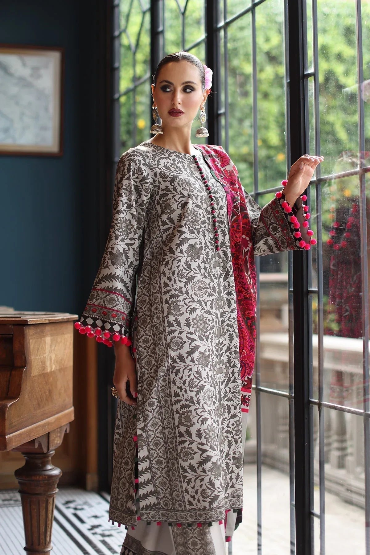 Charizma | C Prints Winter 25 | 3-PC Unstitched Printed Linen Collection CPW5-09 - Aqsa Fabrics