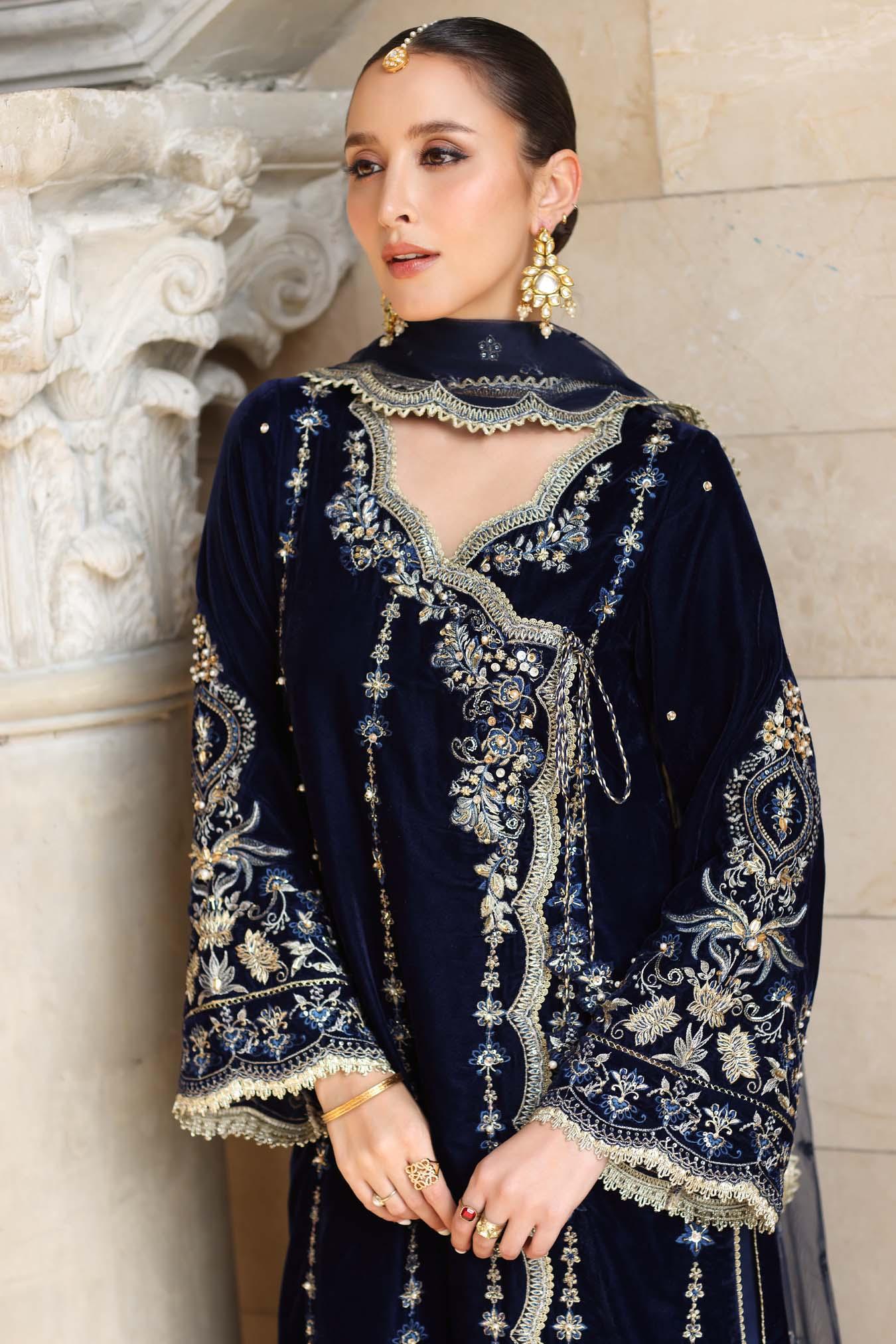Noor by Saadia Asad | Handcrafted Velvet 25 | Falak - Aqsa Fabrics