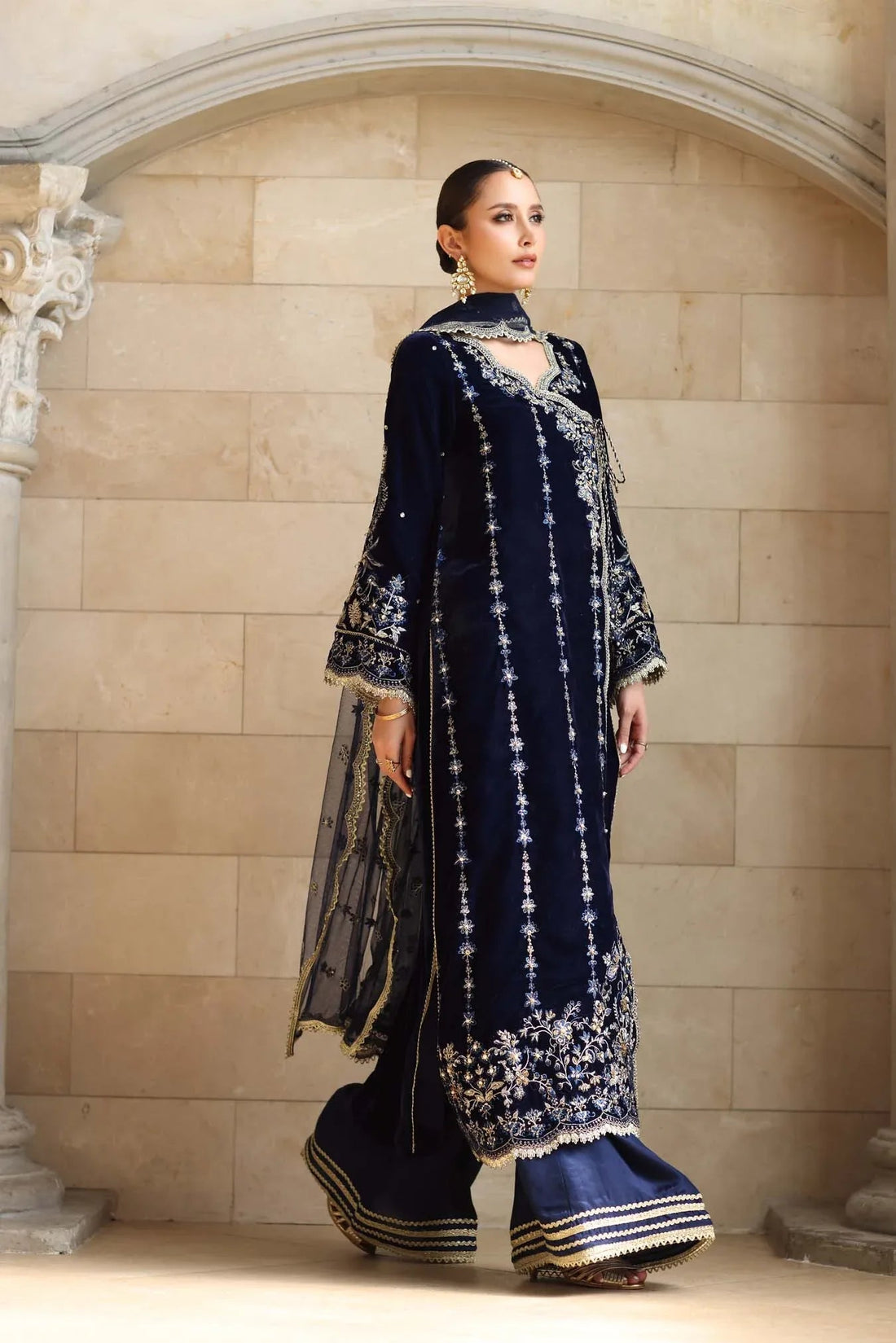Noor by Saadia Asad | Handcrafted Velvet 25 | Falak - Aqsa Fabrics