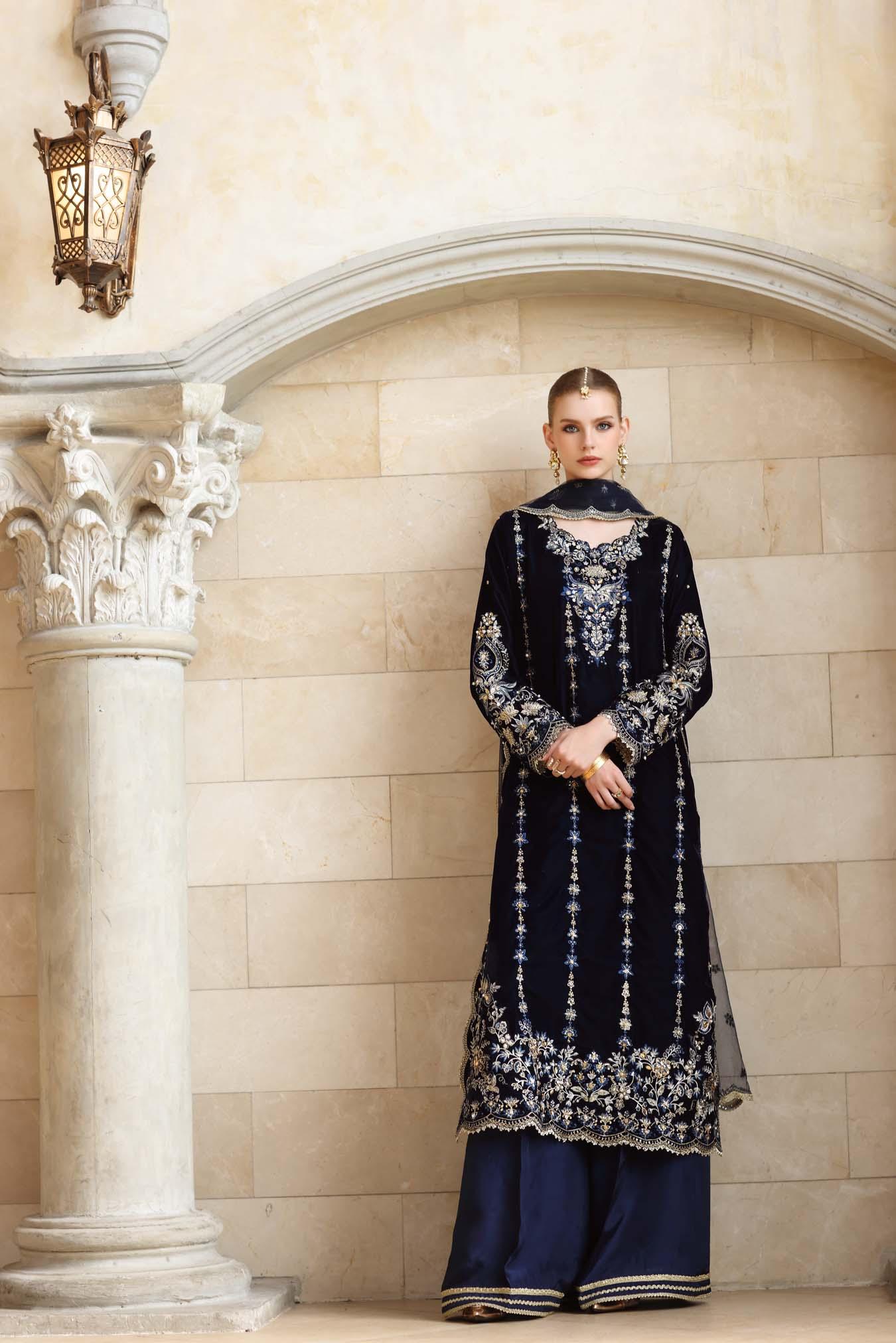 Noor by Saadia Asad | Handcrafted Velvet 25 | Falak - Aqsa Fabrics
