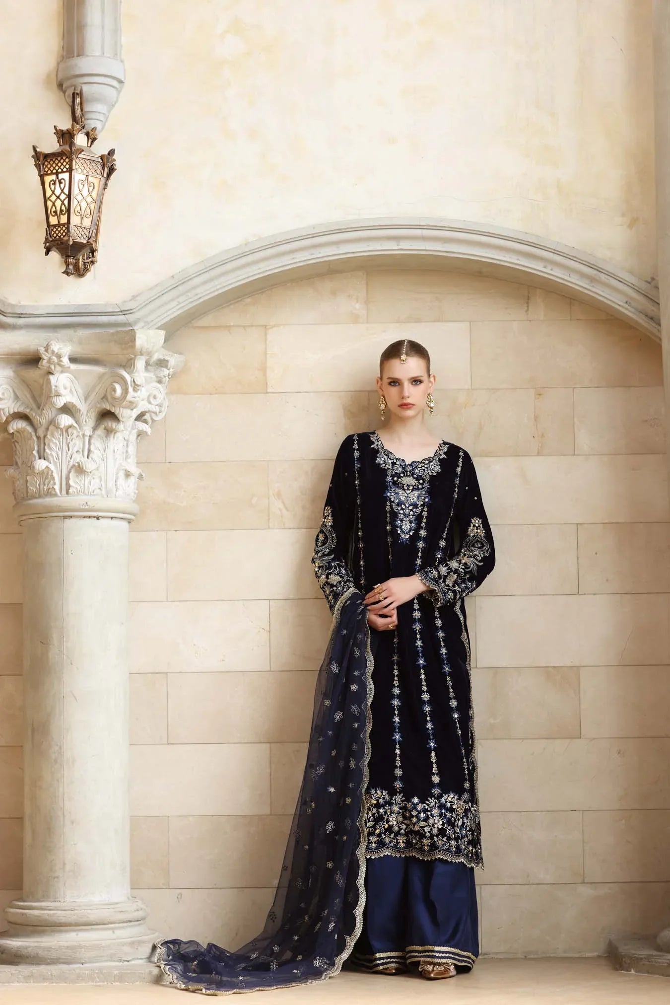 Noor by Saadia Asad | Handcrafted Velvet 25 | Falak - Aqsa Fabrics