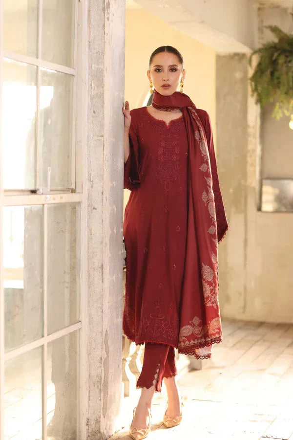 Noor by Saadia Asad | Winter Embroidered Printkhaas 25 | D9- B - Aqsa Fabrics