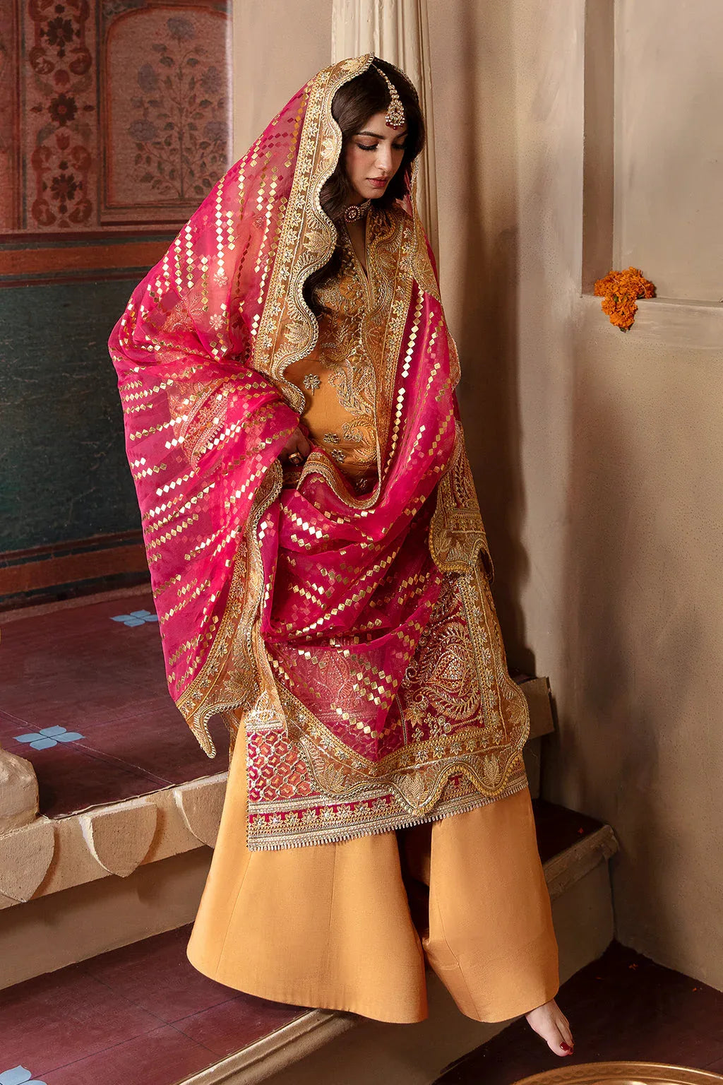 Afrozeh Shehnai Wedding Formal 3Pc Suit AFS-23-V1-08 Zari - Aqsa Fabrics