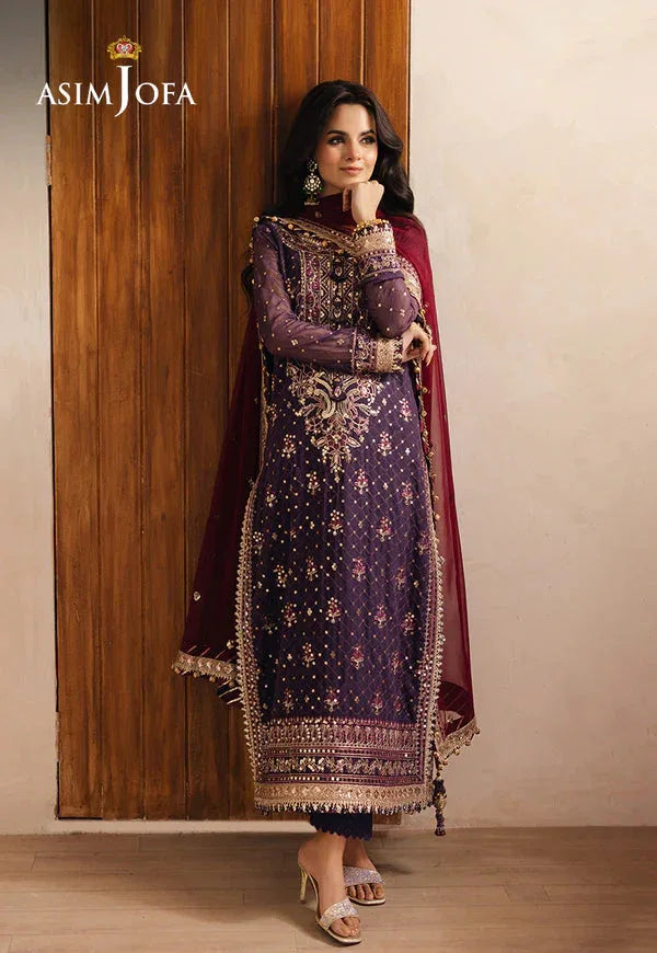 Asim Jofa | Heeriye | AJHE-01 EMBROIDERED CHIFFON 3 PCS - Aqsa Fabrics