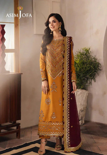 Asim Jofa | Heeriye | AJHE-07 EMBROIDERED JUMBO SILK 3 PCS - Aqsa Fabrics