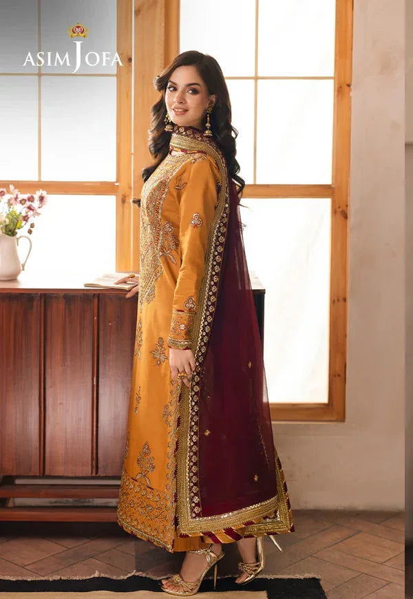 Asim Jofa | Heeriye | AJHE-07 EMBROIDERED JUMBO SILK 3 PCS - Aqsa Fabrics