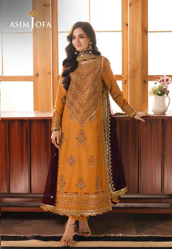 Asim Jofa | Heeriye | AJHE-07 EMBROIDERED JUMBO SILK 3 PCS - Aqsa Fabrics