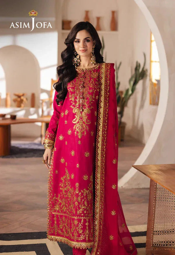 Asim Jofa | Heeriye | AJHE-08 EMBROIDERED JUMBO SILK 3 PCS - Aqsa Fabrics