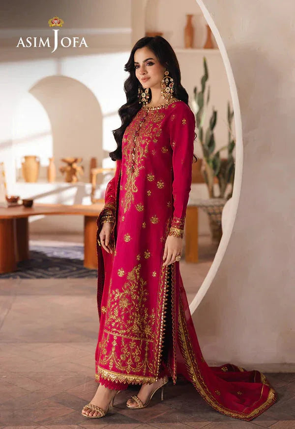 Asim Jofa | Heeriye | AJHE-08 EMBROIDERED JUMBO SILK 3 PCS - Aqsa Fabrics