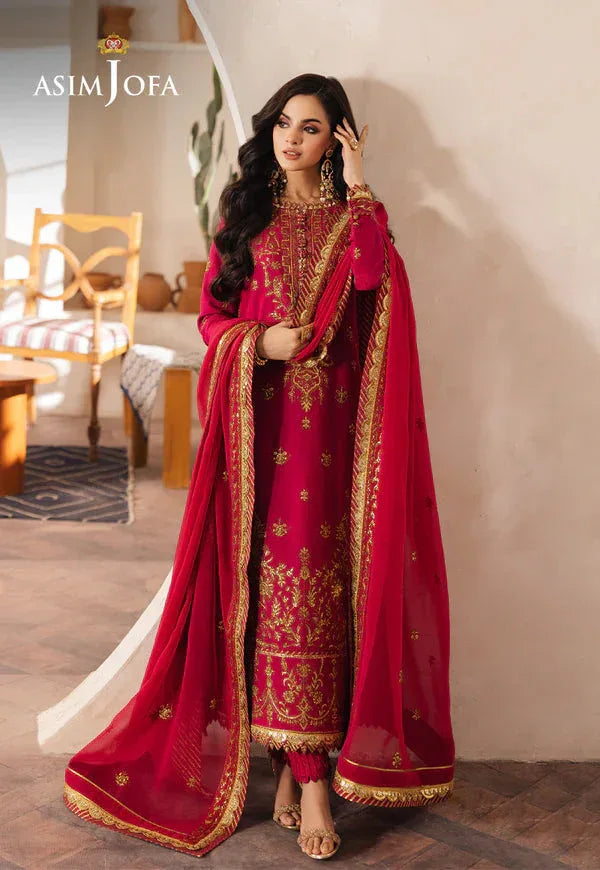 Asim Jofa | Heeriye | AJHE-07 EMBROIDERED JUMBO SILK 3 PCS - Aqsa Fabrics