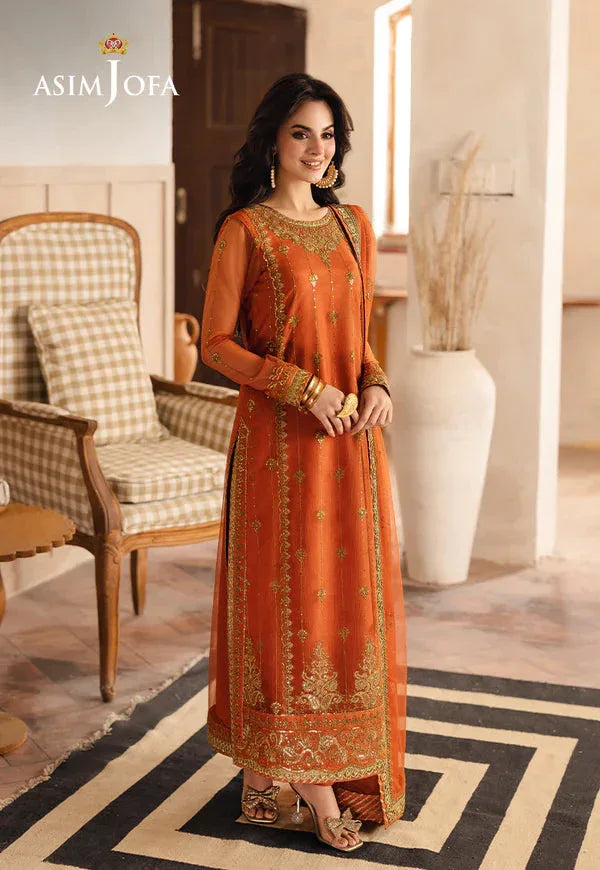 Asim Jofa | Heeriye | AJHE-09 EMBROIDERED NET 3 PCS - Aqsa Fabrics