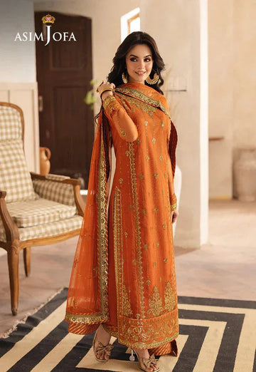 Asim Jofa | Heeriye | AJHE-09 EMBROIDERED NET 3 PCS - Aqsa Fabrics