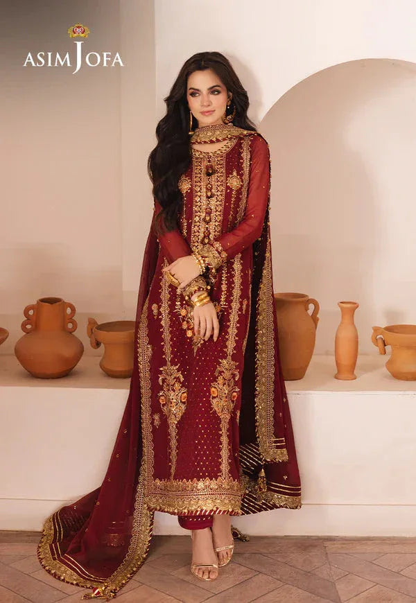 Asim Jofa | Heeriye | AJHE-02 EMBROIDERED CHIFFON 3 PCS - Aqsa Fabrics