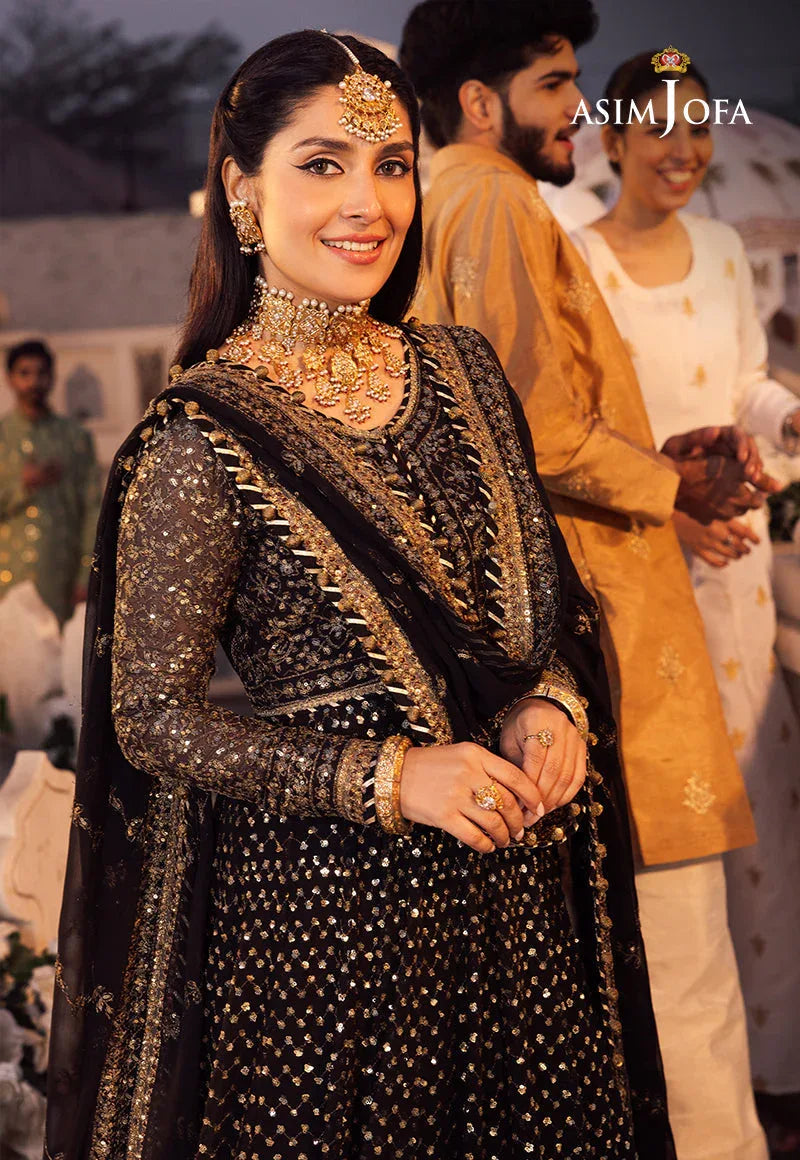Shehnai by Asim Jofa Embroidered Chiffon 3Pc Suit AJSH-01 - Aqsa Fabrics