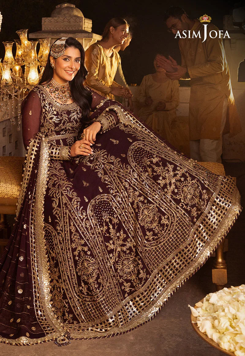 Shehnai by Asim Jofa Embroidered Chiffon 3Pc Suit AJSH-02 - Aqsa Fabrics