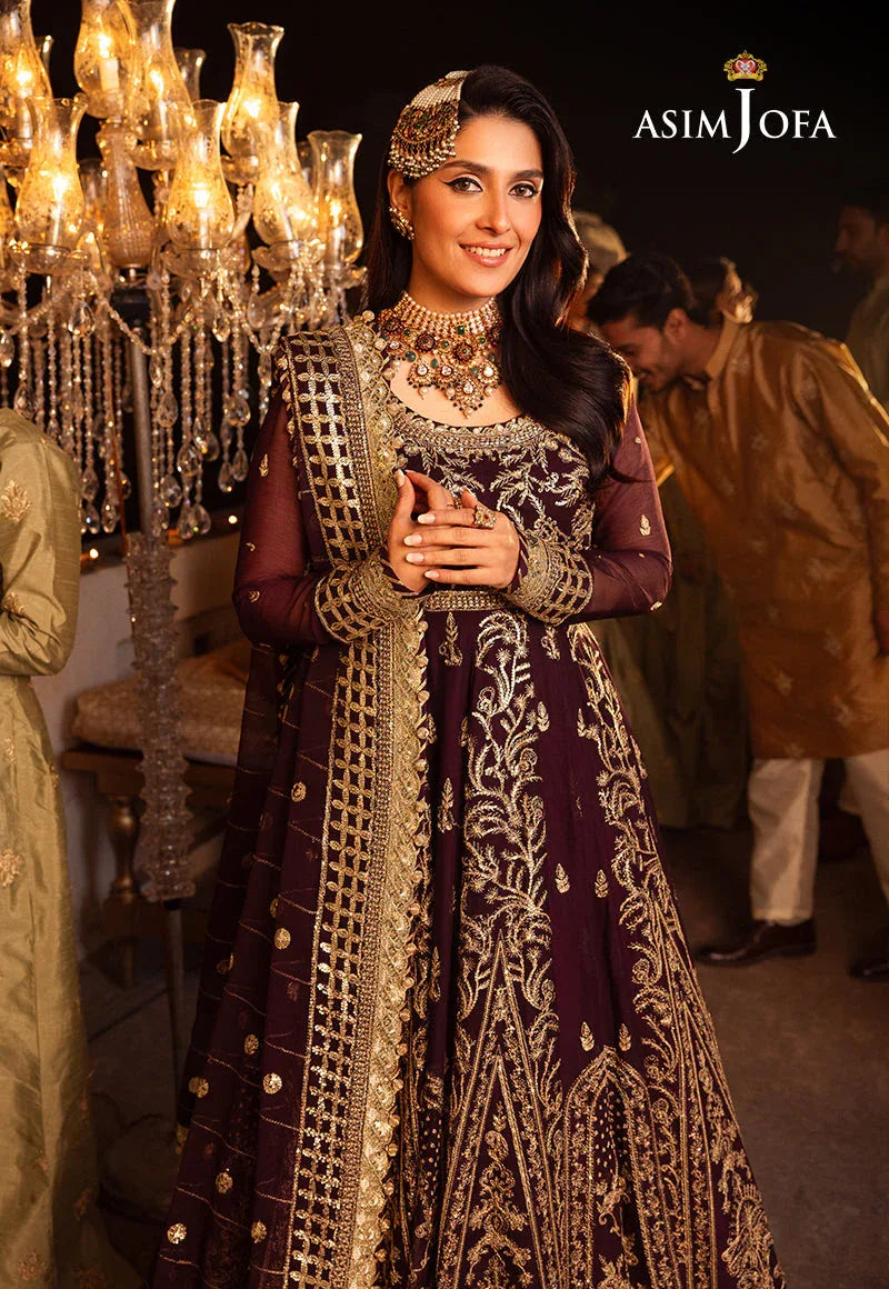 Shehnai by Asim Jofa Embroidered Chiffon 3Pc Suit AJSH-02 - Aqsa Fabrics