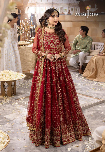 Shehnai by Asim Jofa Embroidered Net  3Pc Suit AJSH-06 - Aqsa Fabrics