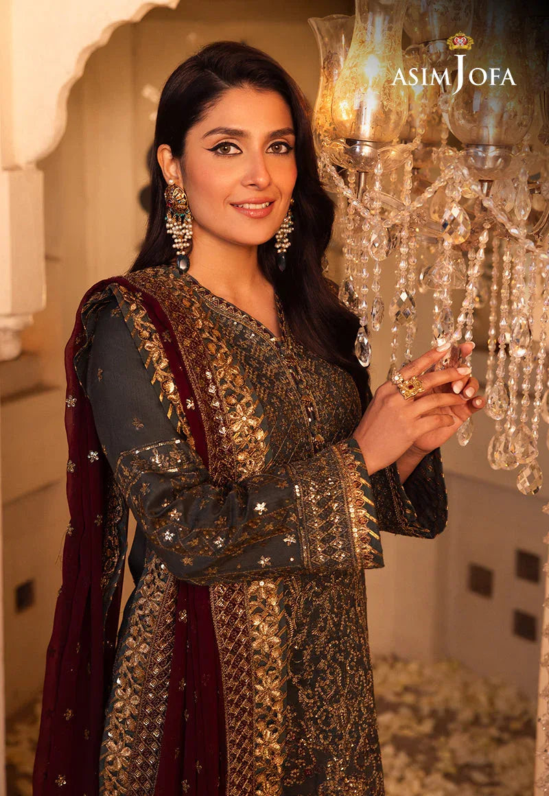 Shehnai by Asim Jofa Embroidered Net 3Pc Suit AJSH-07 - Aqsa Fabrics