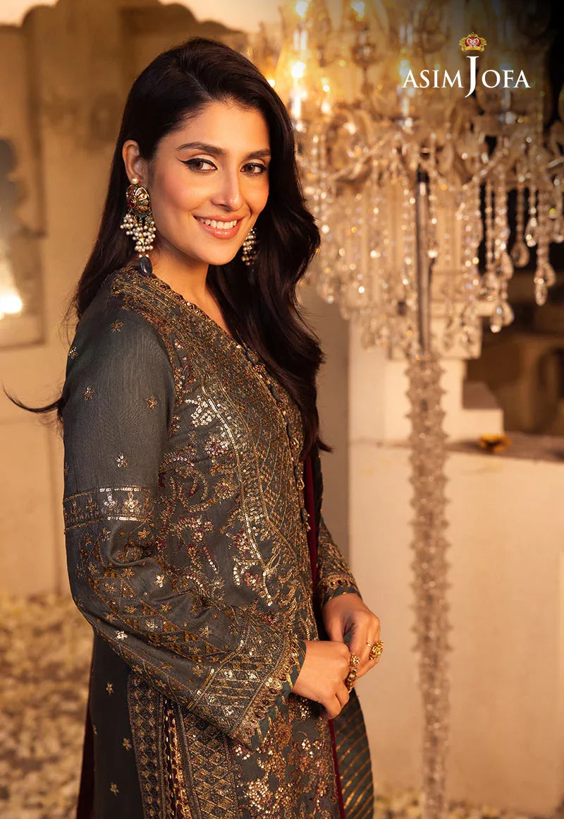 Shehnai by Asim Jofa Embroidered Net 3Pc Suit AJSH-07 - Aqsa Fabrics