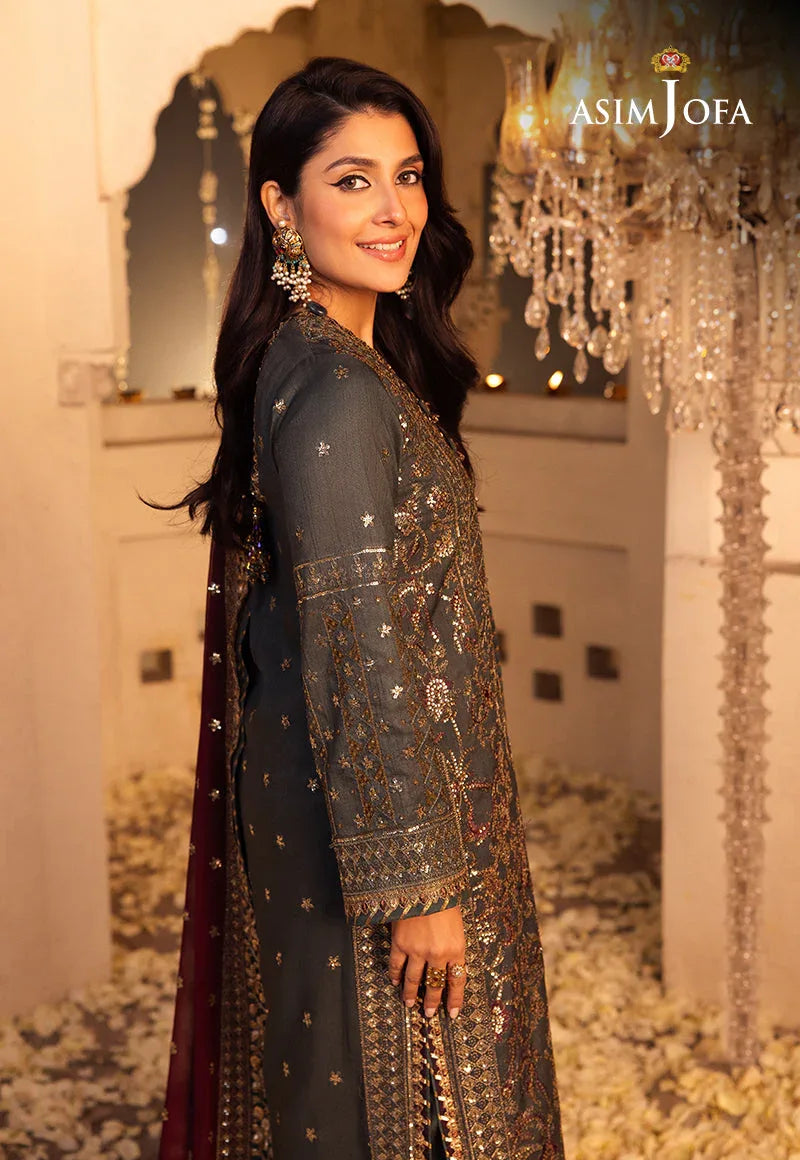 Shehnai by Asim Jofa Embroidered Net 3Pc Suit AJSH-07 - Aqsa Fabrics