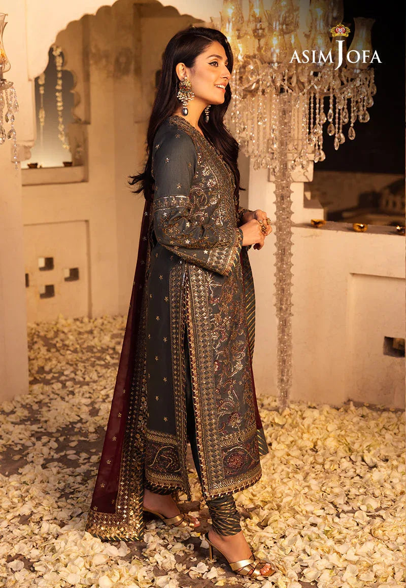 Shehnai by Asim Jofa Embroidered Net 3Pc Suit AJSH-07 - Aqsa Fabrics