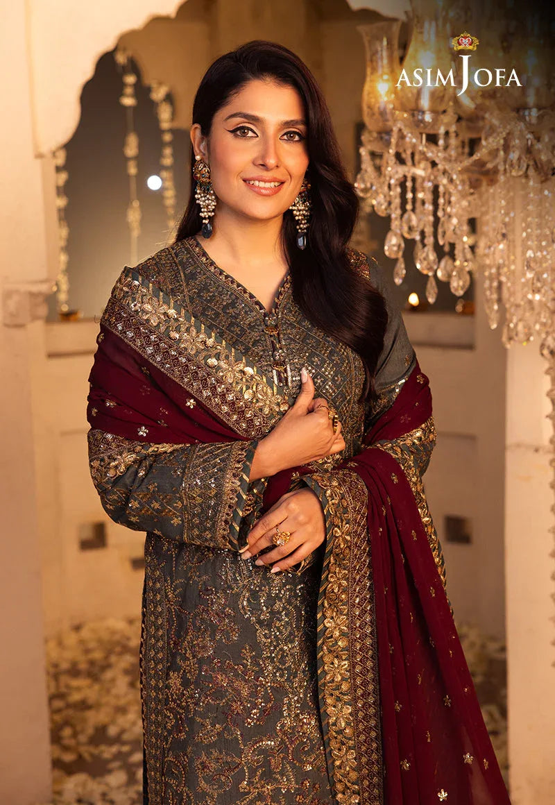 Shehnai by Asim Jofa Embroidered Net 3Pc Suit AJSH-07 - Aqsa Fabrics
