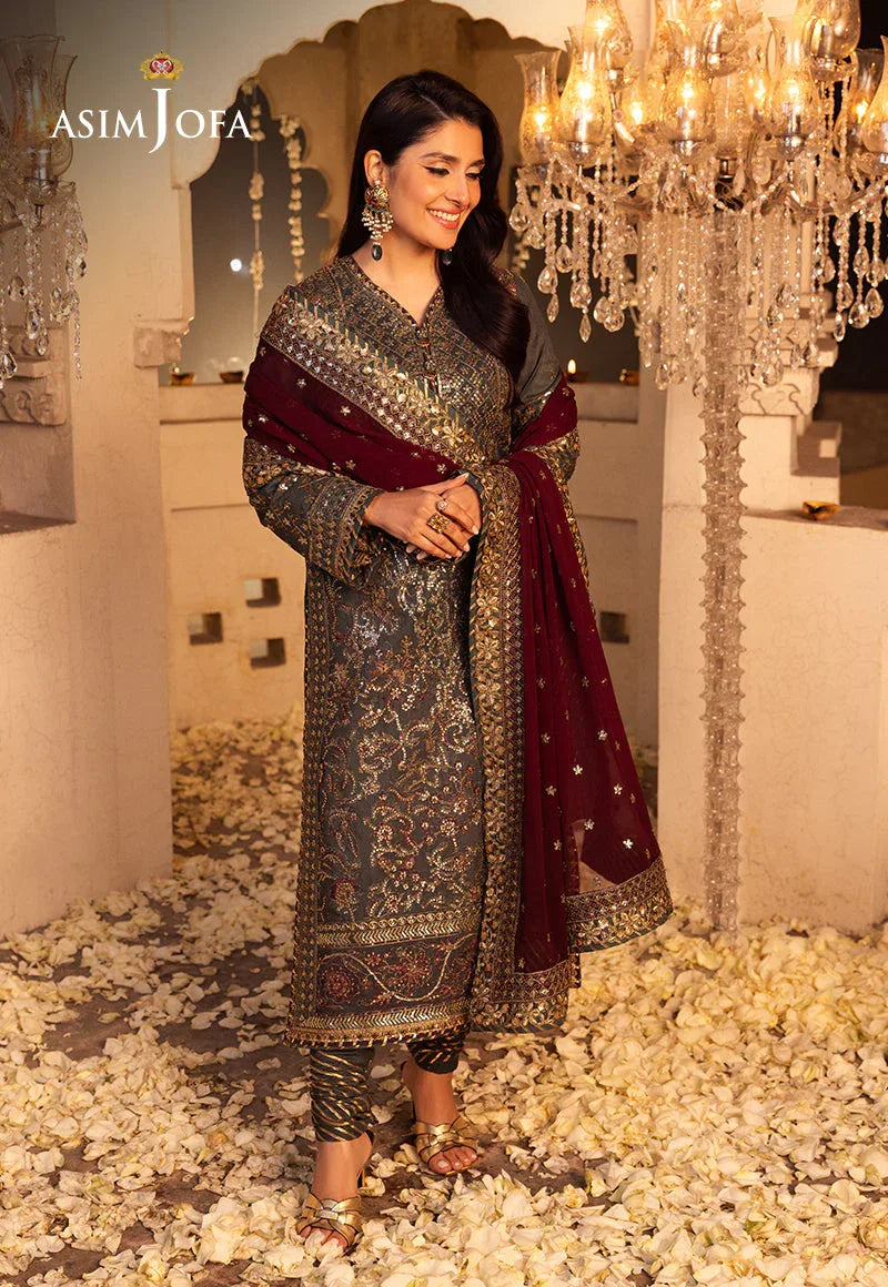 Shehnai by Asim Jofa Embroidered Net 3Pc Suit AJSH-07 - Aqsa Fabrics