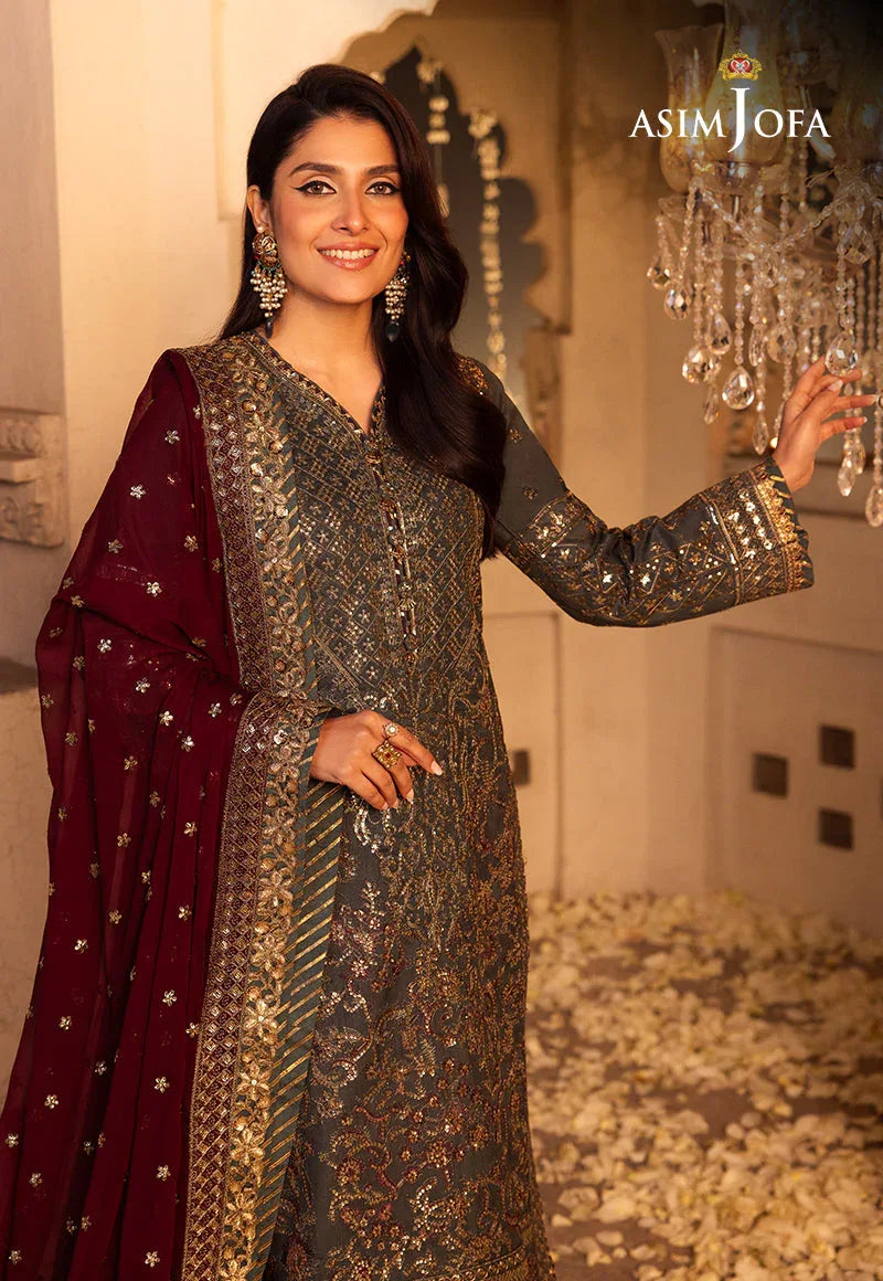 Shehnai by Asim Jofa Embroidered Net 3Pc Suit AJSH-07 - Aqsa Fabrics