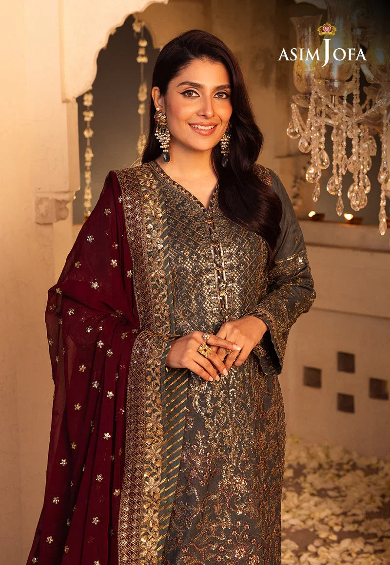 Shehnai by Asim Jofa Embroidered Net 3Pc Suit AJSH-07 - Aqsa Fabrics