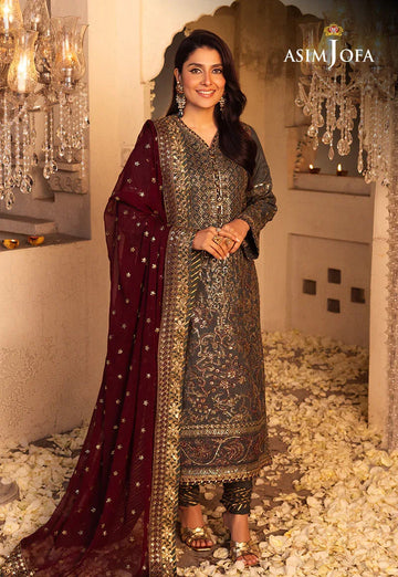 Shehnai by Asim Jofa Embroidered Net 3Pc Suit AJSH-07 - Aqsa Fabrics