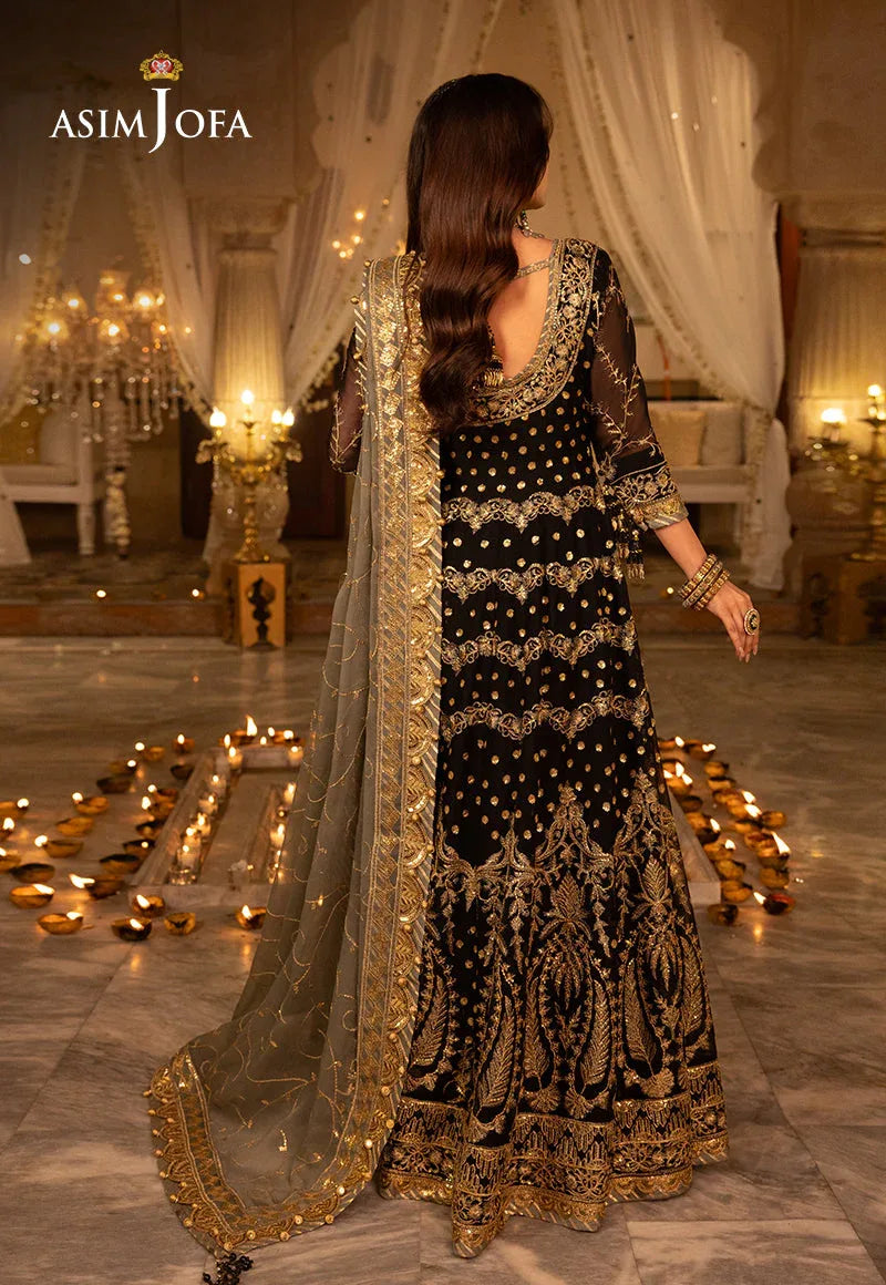 Shehnai by Asim Jofa Embroidered Net 3Pc Suit AJSH-08 - Aqsa Fabrics