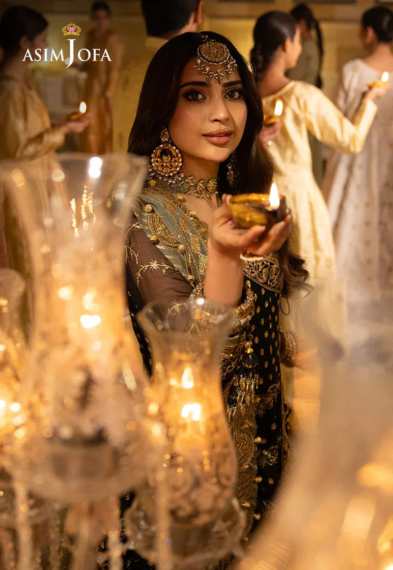 Shehnai by Asim Jofa Embroidered Net 3Pc Suit AJSH-08 - Aqsa Fabrics