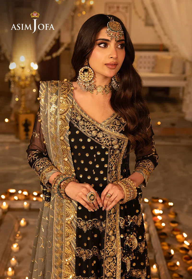 Shehnai by Asim Jofa Embroidered Net 3Pc Suit AJSH-08 - Aqsa Fabrics