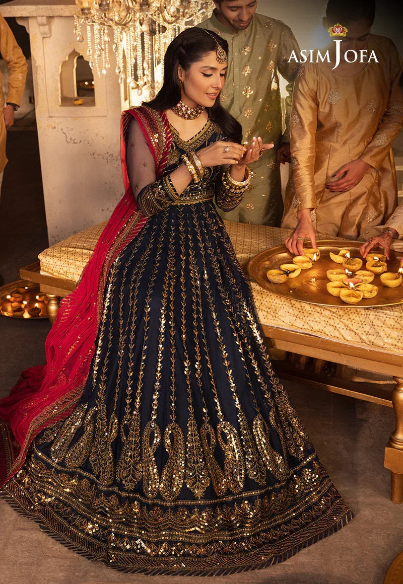 Shehnai by Asim Jofa Embroidered Net 3Pc Suit AJSH-10 - Aqsa Fabrics