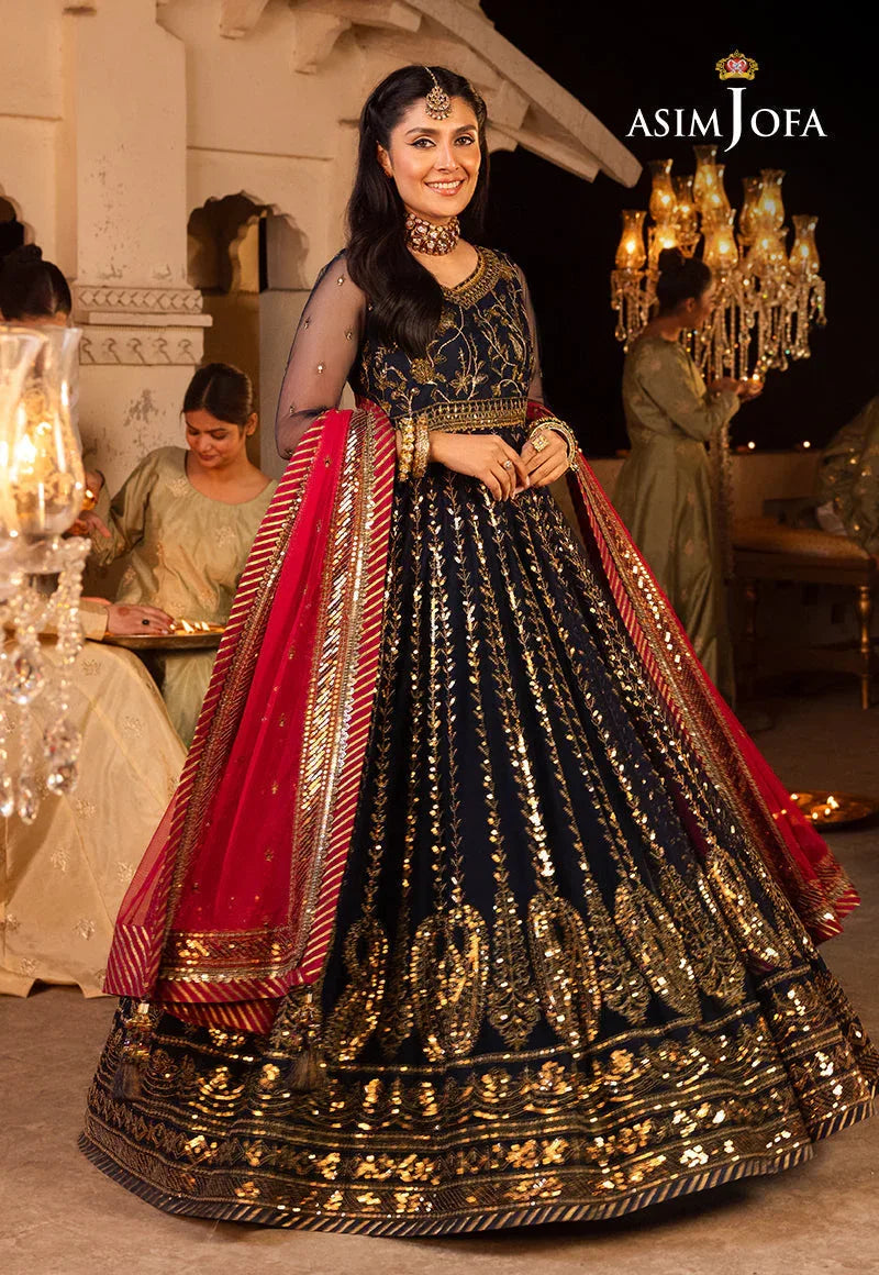Shehnai by Asim Jofa Embroidered Net 3Pc Suit AJSH-10 - Aqsa Fabrics