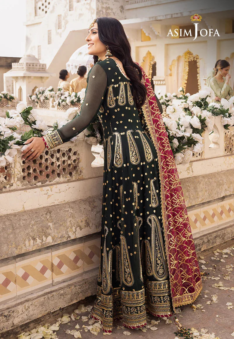 Shehnai by Asim Jofa Embroidered Chiffon 3Pc Suit AJSH-11 - Aqsa Fabrics
