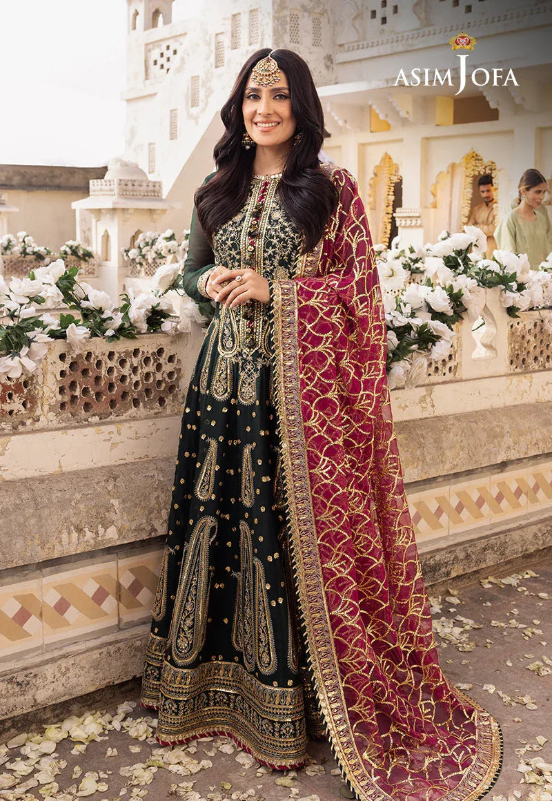 Shehnai by Asim Jofa Embroidered Chiffon 3Pc Suit AJSH-11 - Aqsa Fabrics