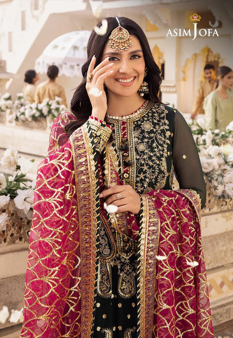 Shehnai by Asim Jofa Embroidered Chiffon 3Pc Suit AJSH-11 - Aqsa Fabrics