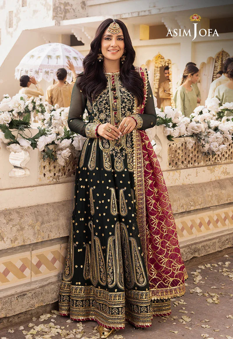 Shehnai by Asim Jofa Embroidered Chiffon 3Pc Suit AJSH-11 - Aqsa Fabrics
