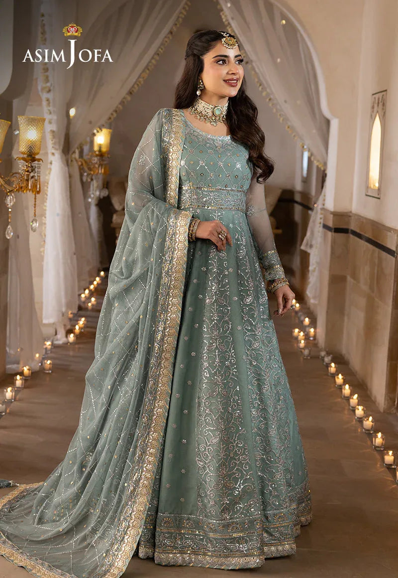 Shehnai by Asim Jofa Embroidered Chiffon 3Pc Suit AJSH-14 - Aqsa Fabrics