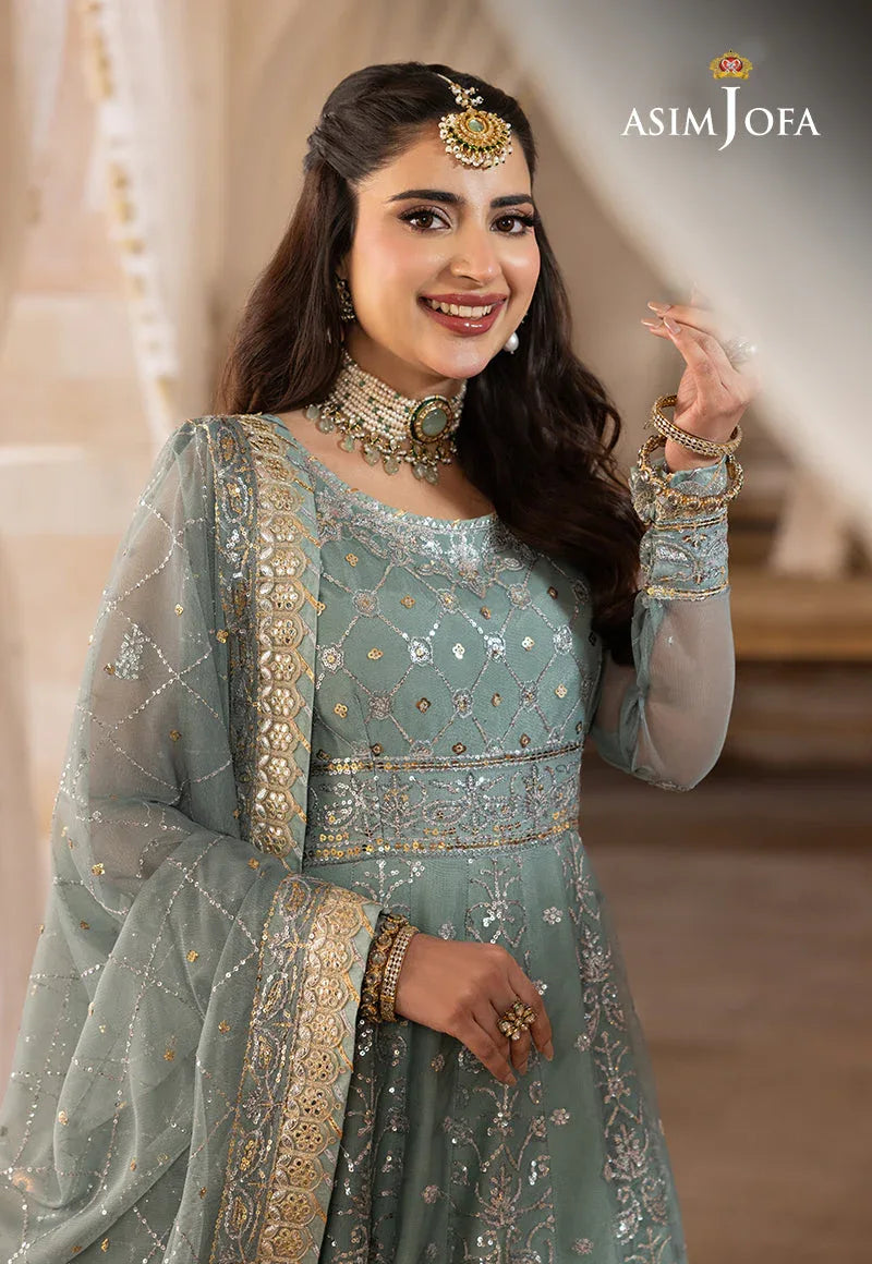 Shehnai by Asim Jofa Embroidered Chiffon 3Pc Suit AJSH-14 - Aqsa Fabrics