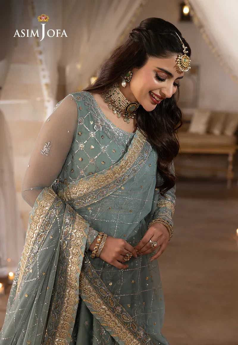 Shehnai by Asim Jofa Embroidered Chiffon 3Pc Suit AJSH-14 - Aqsa Fabrics