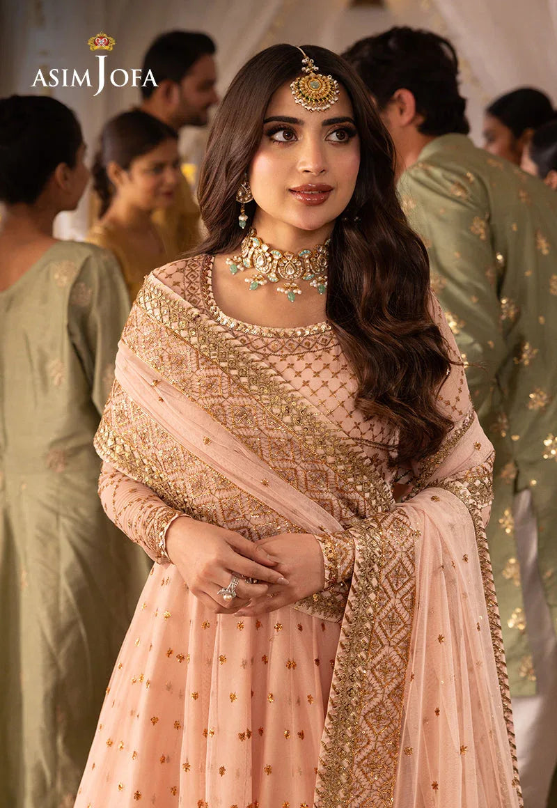 Shehnai by Asim Jofa Embroidered Chiffon 3Pc Suit AJSH-15 - Aqsa Fabrics