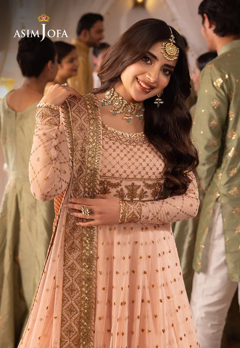 Shehnai by Asim Jofa Embroidered Chiffon 3Pc Suit AJSH-15 - Aqsa Fabrics