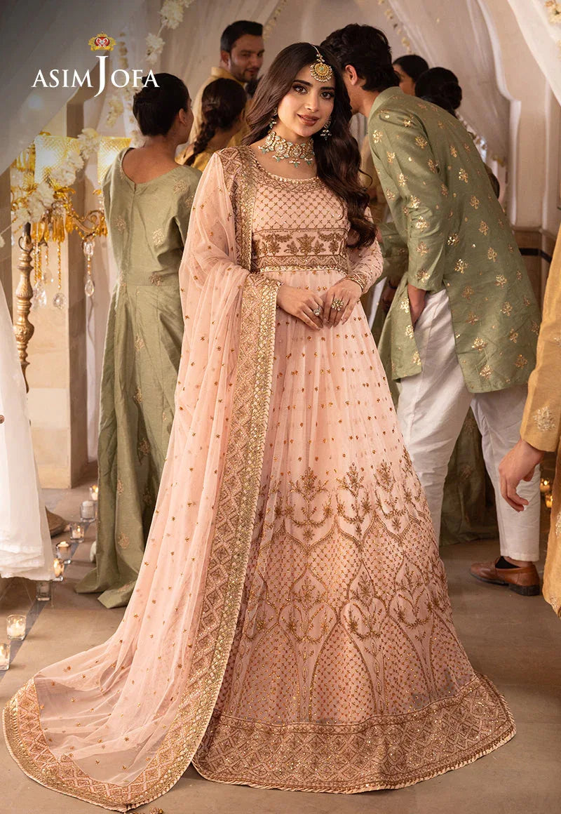 Shehnai by Asim Jofa Embroidered Chiffon 3Pc Suit AJSH-15 - Aqsa Fabrics