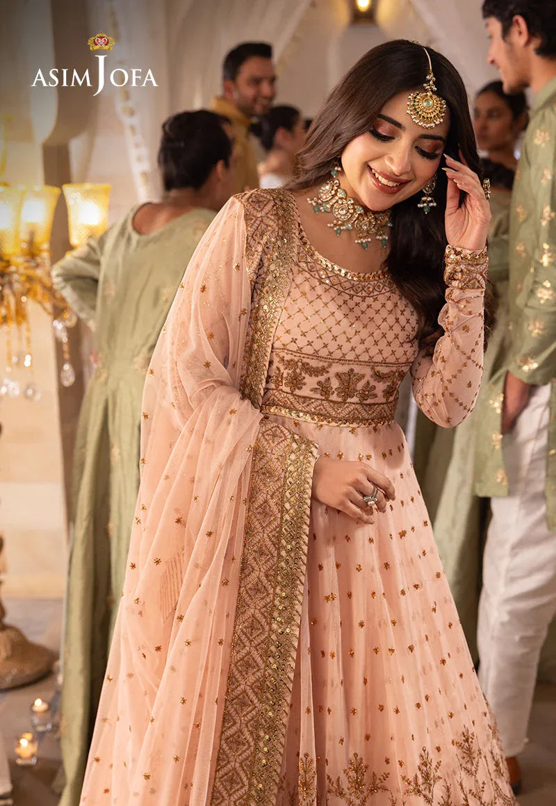 Shehnai by Asim Jofa Embroidered Chiffon 3Pc Suit AJSH-15 - Aqsa Fabrics